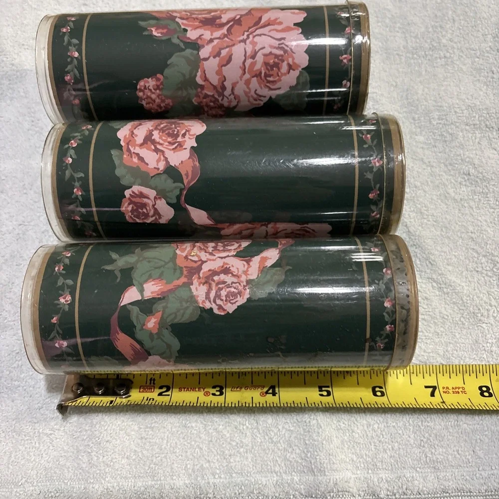 Enhance Designer Pre-Pasted Wallpaper Border 3 Yd Spool Green/Mauve/Wine Floral